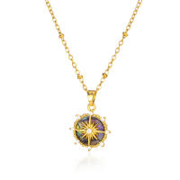 Collar De Lujo Para Mujer Diseño Vintage Con Colgante De Zirconia En Forma De Rueda Del Destino Cadena De Acero Inoxidable Regalo BFF - details 5