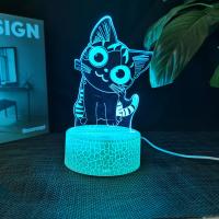 Lámpara De Noche LED 3D Ilusión De Queso Gato 16 Colores Auto Gradiente Con Interruptor Táctil Y USB Regalo Para Niños - details 2