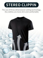 Camiseta De Hombre Ultra-Ligera Negra Con Cuello Redondo 6 Piezas Secado Rápido Transpirable Absorbedor De Sudor Para Fitness Gimnasio Y Ru - details 6