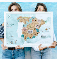 ENJOYERS - Mapa España para Rascar. Mapa Rascable La Esencia de España Ilustrado a Mano. Laminas Decorativas Pared 65x45 cm. Lamina Viajes Regalo para Viajeros. Sin Marco - details 0
