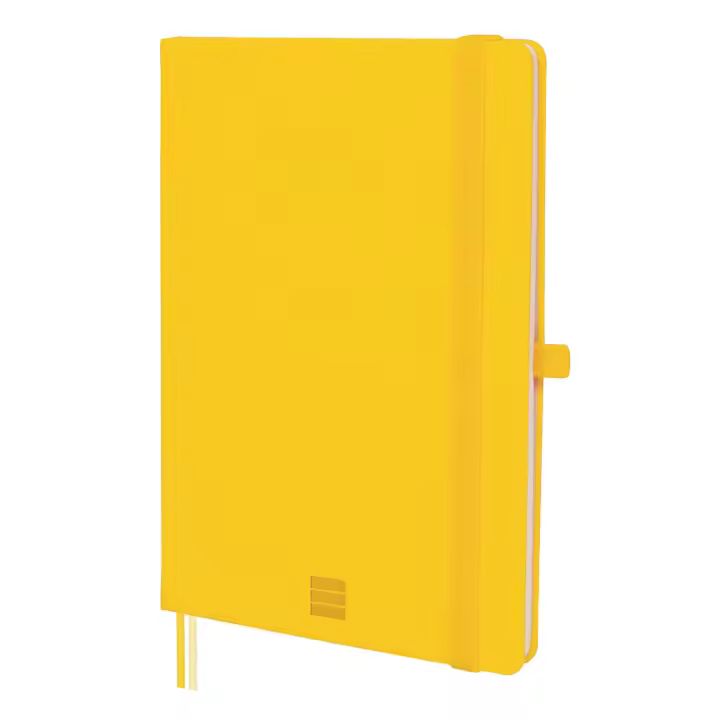 Finocam - Cuaderno Nexo Tapa Dura con 72 Hojas Microperforadas Ideal para Escribir y Dibujar | Cuaderno con bolsillo interior, dos cintas punto, anilla portabolígrafo y cierre con goma elástica – Color Amarillo - 1