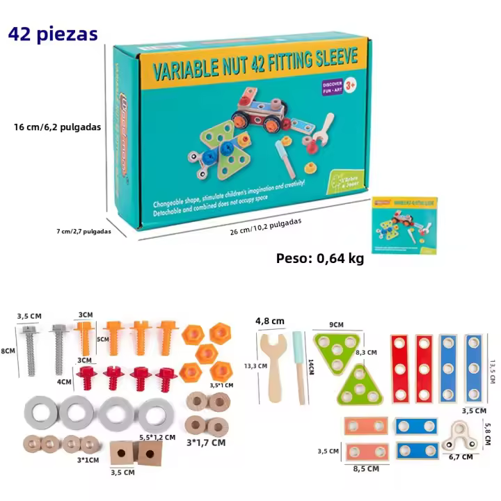 Juguetes Educativos De Madera Para Niños Bloques De Construcción Desmontaje Y Re Montaje Juego De Puzzle Montessori - 1