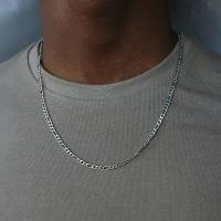 Collar de cadena Figaro clásica de moda 2023 para hombre, collar largo de acero inoxidable para hombre y mujer, joyería de cadena plateada de 20 pulgadas (50 cm) - details 2