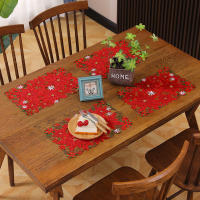 4PCS Telas De Mesa Navideñas Bordadas Y Impresas 28x43cm Para Fiestas Y Picnics Decoración De Mesa Pastoral Estilo Impermeable Poliéster/Celulosa - details 0