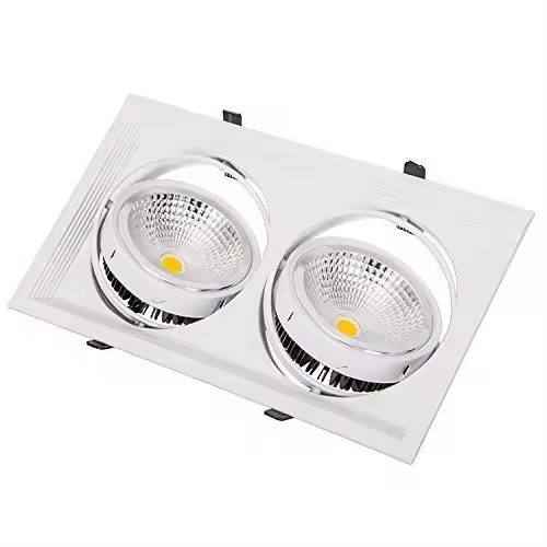 CONCHA PLANA TECHO 2 AGUJEROS COLOR BLANCO CON BOMBILLA AR111 6400K LUZ FRIA - 1