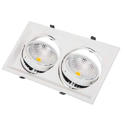 CONCHA PLANA TECHO 2 AGUJEROS COLOR BLANCO CON BOMBILLA AR111 6400K LUZ FRIA - 1
