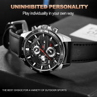 Reloj De Pulsera De Cuero Negro 46mm Estilo Militar Grande Movimiento De Cuarzo Con Calendario Decorativo Resistentes Al Choque Y Agua Para Hombre - details 0