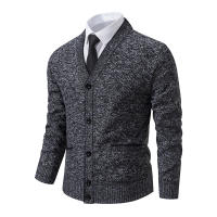 Chaqueta De Punto Para Hombre Estilo Casual Cuello En V Abrigo Grueso Para Otoño E Invierno Abotonado Sin Capucha - details 1