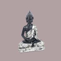 Gissed "Estatua de Buda Sentado en Posición de Meditación – Escultura Espiritual de Resina con Acabado Negro y Plateado – Diseño Elegante para Decoración Zen, Feng Shui y Espacios de Relajación – Ideal para Hogar, Oficina y Regalos – Tamaño 25x14x38 cm" - details 3