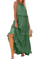 Vestido De Verano Para Mujer Con Camisola Y Falda Larga Estilo Europeo Y Americano Sin Mangas Cuello Redondo Polyester Spandex - details 9