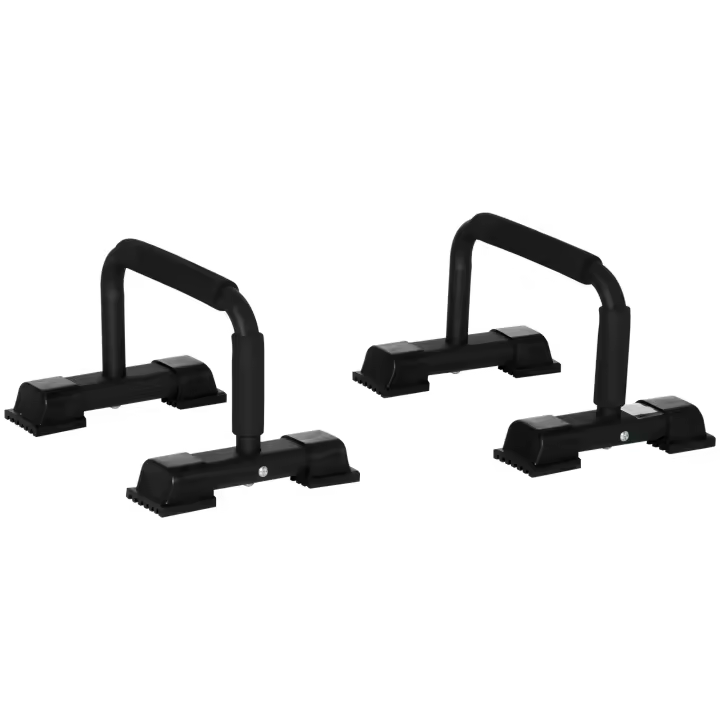 HOMCOM Mangos para Flexiones Juego de 2 Mangos para Flexiones Antideslizantes Barras para Flexiones Parallettes Flexiones para Entrenamiento Muscular y Entrenamiento de Fuerza Acero - 1