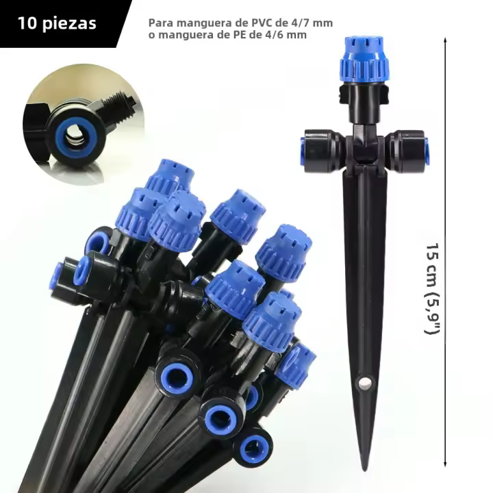 Regadímetro Con 8 Agujeros Y Palito Regadores Ajustables De 180° Sprayer De Bloqueo Rápido Suministros De Riego Para Jardín - 1