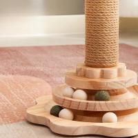 Juguete Para Gato Duradero Tablero De Rasguñado Con Eje Y Bolas Divertidas Columna De Agarre Para Gatos Material De Sisal - details 6