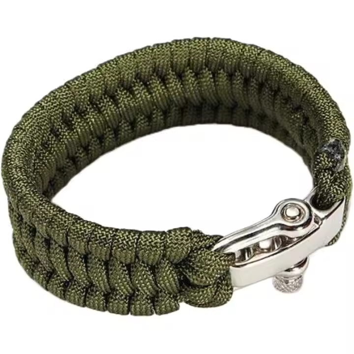 Pulsera de supervivencia Paracord al aire libre, pulsera de rescate de emergencia con hebilla ajustable para viajes, camping y senderismo, acero inoxidable - 1