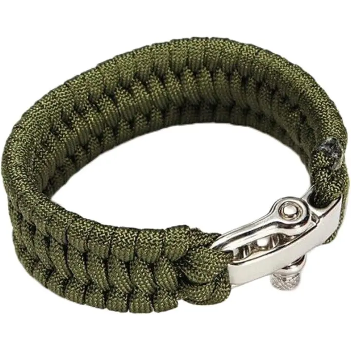 Pulsera de supervivencia Paracord al aire libre, pulsera de rescate de emergencia con hebilla ajustable para viajes, camping y senderismo, acero inoxidable - 1