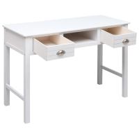 vidaXL Escritorio de madera maciza de Paulownia blanco 108x45x76 cm - details 2