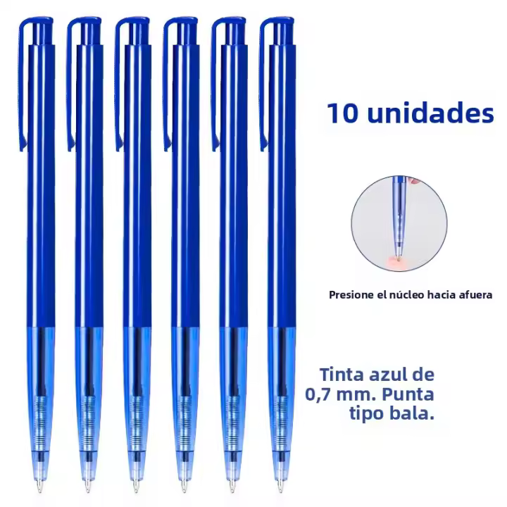 Set De Bolígrafos De Punto Redondo DELI Tinta Azul Punta Fina 0.7mm Suministros De Oficina Y Escuela Material Plástico - 1