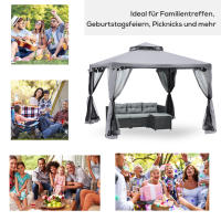 Outsunny Garden Gazebo 3x3m, Carp para fiesta con 4 Paredes laterales resistentes a la intemper, fabricada en metal y poliéster de color gris Claro, ideal para Jardines y eventos. - details 5