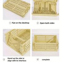 Caja De Almacenamiento Plegable De Plástico En 6 Colores Para Estudiantes Organizador De Escritorio Para Papelería Y Cinta - details 0