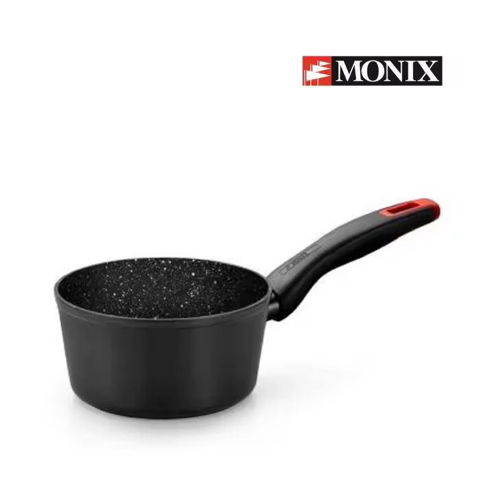 Monix Titan Rock Cazo 16 cm de aluminio forjado antiadherente negro efecto piedra. Cocinas gas inducción vitrocerámica eléctrica - 1