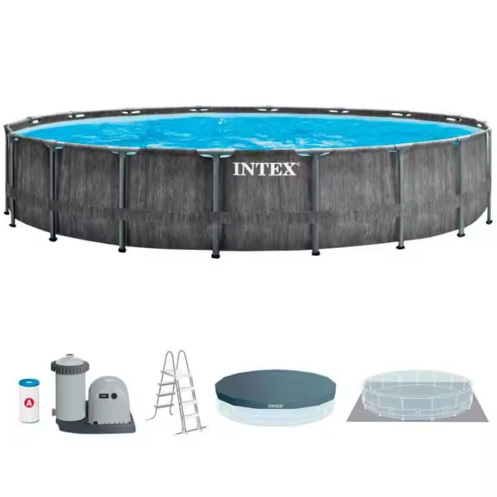 Piscina desmontable Prism Frame Greywood Intex 24311L con depuradora gris Ø549x122 cm - 1