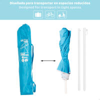 Aktive - Sombrilla de playa azul, plegado compacto, 180 cm, protección UV50, mástil acero inclinable y regulable en altura, tejido poliéster, 8 varillas, incluye funda transporte con asa, sombrillas de playa - details 2