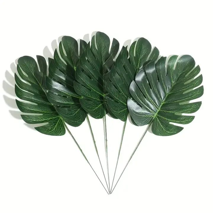 10pcs Hojas De Tortuga Verdes Artificiales Para Decoración De Casas Y Fiestas DIY Planta De Seda Falsa Con Cola Dispersa Para Boda Cumpleaños - 1