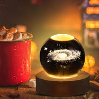 Lámpara De Cristal 3D Con Proyecciones De Galaxia Y Planetas Luz Nocturna USB Para Atmosfera Acogedora Ball De Plasma - details 7