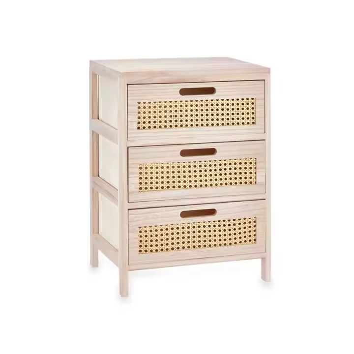 Cajonera Rattan Natural 40 x 58 x 29 cm 3 cajones - 1
