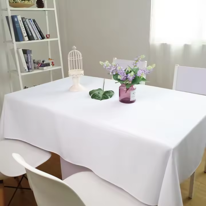 Mantel Blanco Impermeable Para Fiesta Boda Banquete Hotel Decoración Hogar Tamaño Grande Rectangular Poliéster Plaino - 1