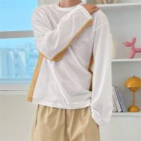 Camiseta De Hombre Con Parches De Malla Manga Larga Estilo Casual Streetwear Translúcida Suéter De Moda INCERUN - details 2