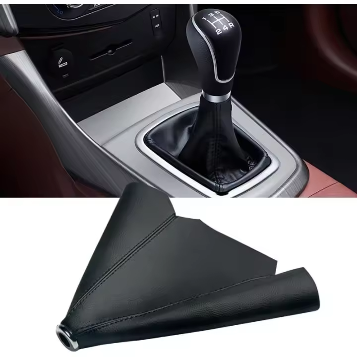 Funda Cambio Marchas Coche,Funda Palanca de Cambios,Funda Guardapolvo de Cuero PU,Funda para Palanca de Cambios,Recambios Universales para Pomos de Coches(Negro) - 1