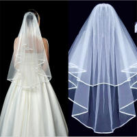 Velo De Boda Corto Y Sencillo En Tulle Dos Capas Con Cepillo Blanco Ocre Para Novia Accesorios De Boda Para Matrimonio - details 2