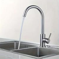 Grifo De Cocina De Acero Inoxidable 1pc Rotativo 360° Anti-salpicaduras Para Fregadero Agua Caliente Y Fría Montaje En Plataforma - details 0