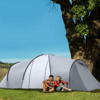 Outsunny Tienda de Campaña Familiar para 4-6 Personas Tienda de Camping Plegable con 2 Ventanas y Bolsa de Transporte Impermeable Anti-UV para Senderismo 590x245x193 cm Gris - details 1