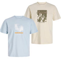 Jack & Jones SS25 Hombre Pack 2 Camisetas de Algodón Mod JORSTAR TEE CREW logo estampado Moda Casual Informal REF 276504 - details 3