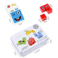 Cubo Mágico De Madera Para Niños Juego Interactivo De Expresiones Faciales Con Cambios De Cara Para 4 Jugadores Bloques De Construcción Educativos - details 13