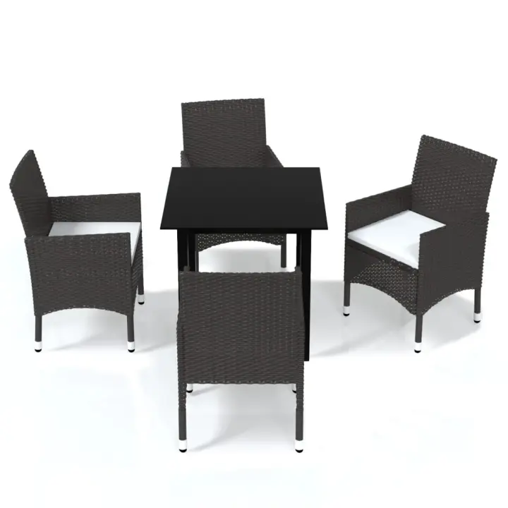 vidaXL Juego muebles jardín 5 pzas con cojines ratán sintético marrón - 1