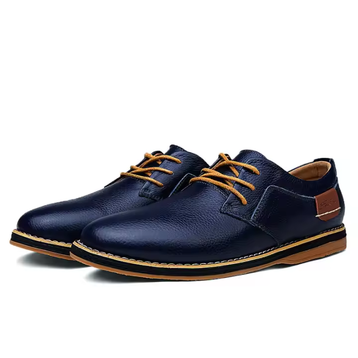Zapatos De Lona Genuina Para Hombre Moda Casual Brogues Lace up Talla Grande 38-48 Marca De Lujo Mocasines Loafers Comodidad Primavera/Otoño - 1