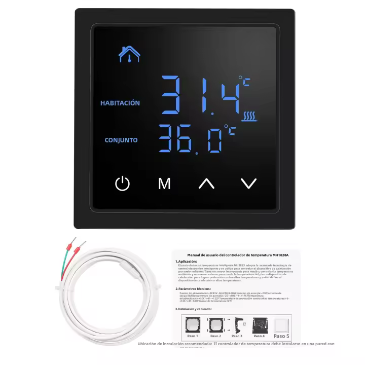 Termostato Inteligente 16A Para Calentamiento Por Piso Con Pantalla Táctil LED Control De Temperatura 85-265V Electrónico - 1