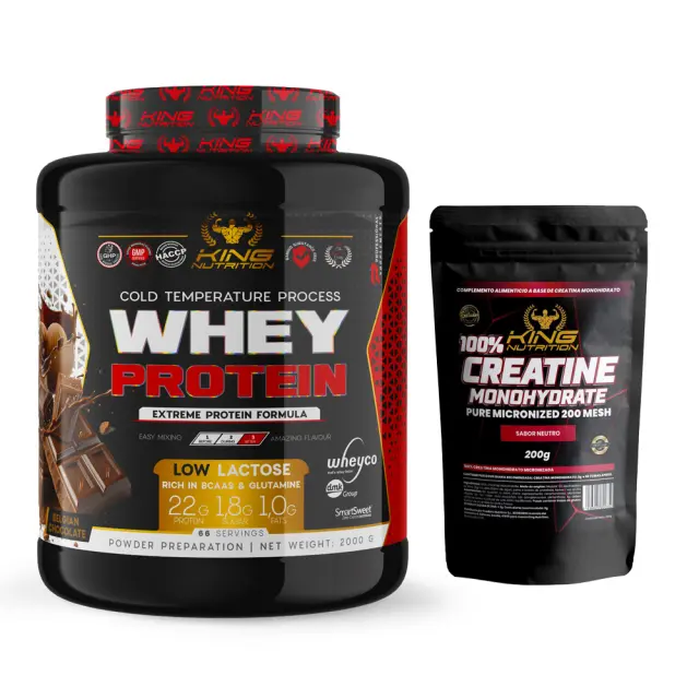 King Nutrition 100% Whey Protein 2kg + Creatina monohidrato 200gr . Mejora tu rendimiento y aumenta la masa muscular* - 1