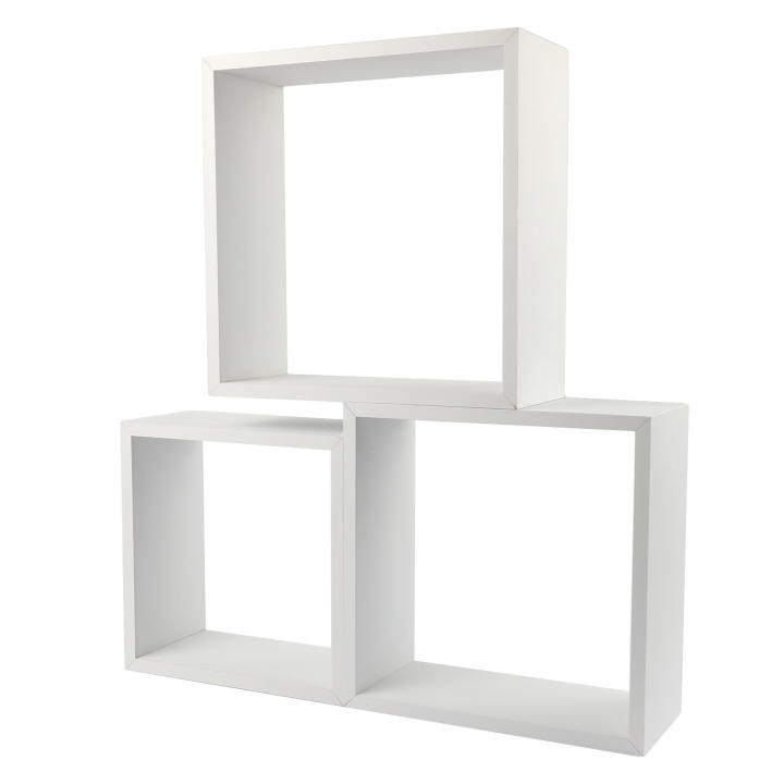 DEKORA SOUL Juego de 3 Cubos Estantes de Pared en Madera - Diseño Moderno y Resistente - Ideal para Libros y Decoración