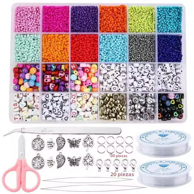 Kit De 20000 Piezas Para La Fabricación De Joyas Con Cuentas De Vidrio De 2mm Set Completo Para El DIY De Collares Pulseras Y Anillos - 1