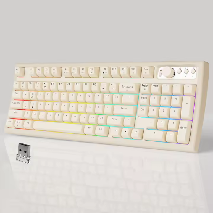 Teclado Gaming EWEADN V97 Con Backlit RGB Teclado Inalámbrico Bluetooth/2.4GHz Recargable Silencioso Para PC Compatible Con Desktop Laptop Tablet - 1