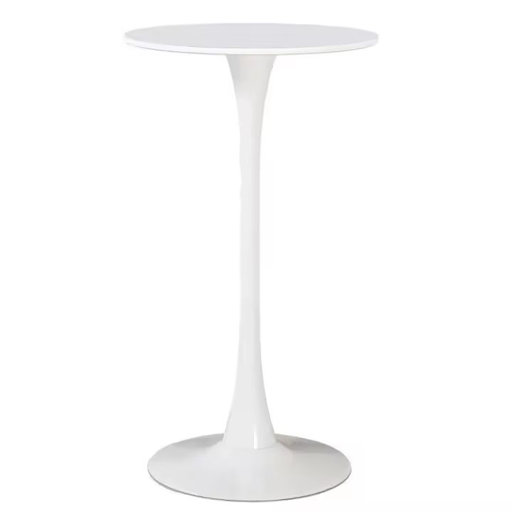 Mesa TUL, alta, metal, blanca, tapa blanca de 60 cms de diámetro - 1