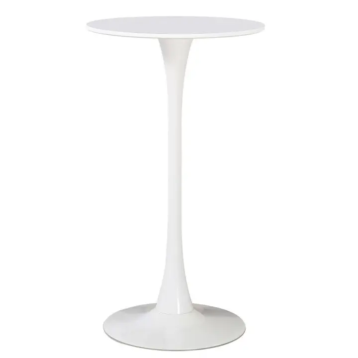 Mesa TUL, alta, metal, blanca, tapa blanca de 60 cms de diámetro - 1