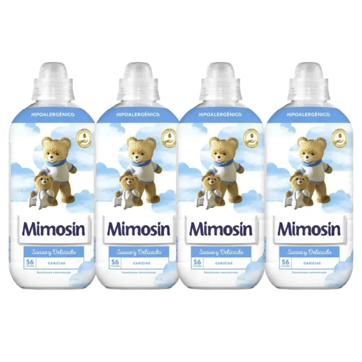 PACK de 4 - Mimosín suavizante concentrado hipoalergénico Suave y Delicado Caricias 4 botellas de 56 dosis - 1