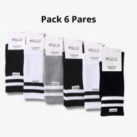 MULU - Pack 6 Pares Calcetines de Algodón Altos de Canalé con Rayas para Hombre - SIN COSTURA - Calcetines de Moda Juvenil - Tallas 35-40 y 40-46 - Calcetines de Alta Calidad 98% Algodón - details 1