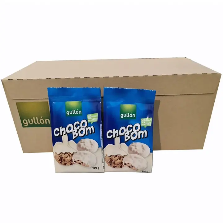 Gullón Choco Bom Blanco y chocolate con Leche - Galletas de Chocolate Crujientes con pepitas de chocolate - Caja de 12 Unidades de 100 gr - 1