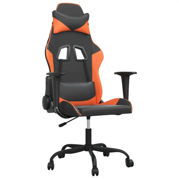 Silla Gaming de cuero sintético Negro y Naranja - 1